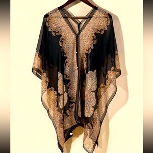 Paisley Print Chiffon Bikini
Cover Up Lightweight
Breathable Open Front Shawl